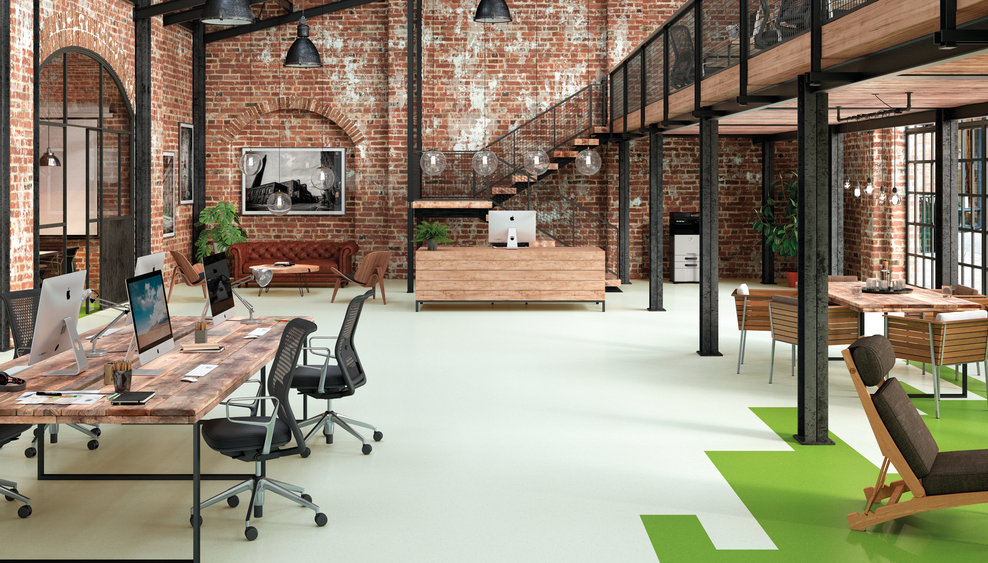 INDUSTRIAL-MILL-OFFICE-GREENS-MAIN_English Garden 8618_Woodland Air 8615_Woodland Air 8615